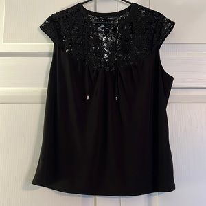 Lace Detail Tie Front Blouse